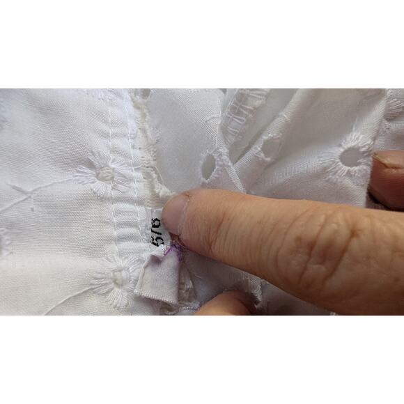 Juniors White High Rise Wide Leg Swim Cover Pants 5/6 Boho Beach Eyelet Coastal - Picture 6 of 7